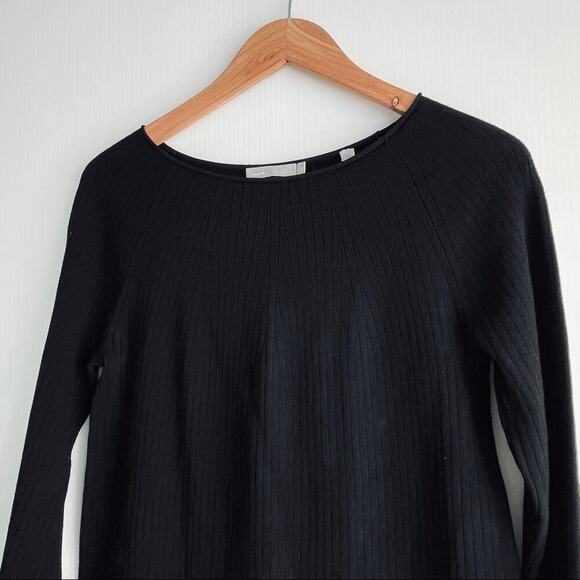 Vince. Wool blend scoop neck long sleeve sweater dress ribbed black size XS - Picture 4 of 10
